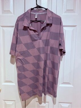 adidas Men’s Dusty Pink Geometric Polo